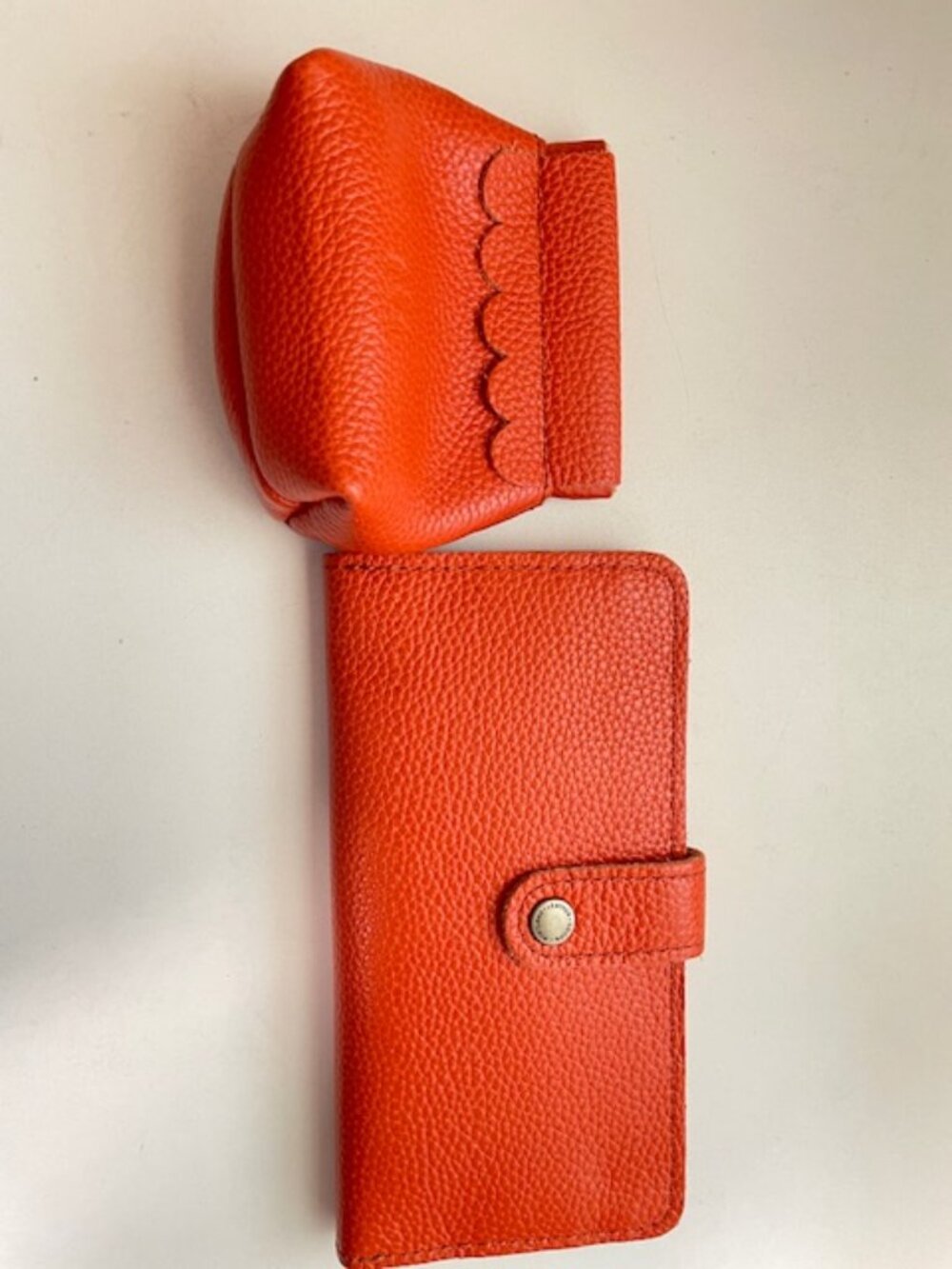 Portland Leathers Bifold Wallet & Poppy Pouch Orange KOI New